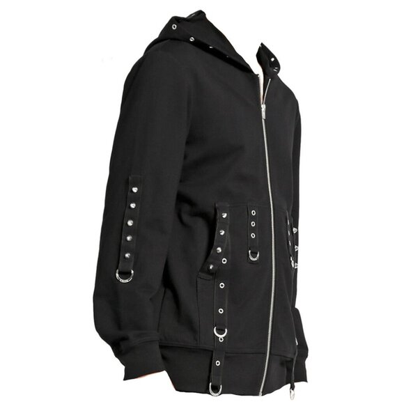 New Gothic Military Band Black Punk Rock Jacket for Men Vintage Hooded Jacket - Picture 3 of 9
